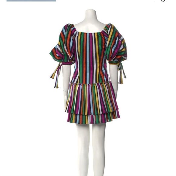 Caroline Constas Bella Striped Mini Puff Sleeve Mini Dress - Picture 11 of 12